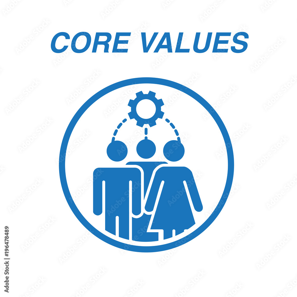 Core Values Outline Icon w person and collaborating / thinking ideas Core Values Outline Icon w person and collaborating / thinking ideas