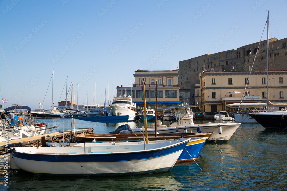 Terracina, port. A lot of boats and yachts stay in the port.