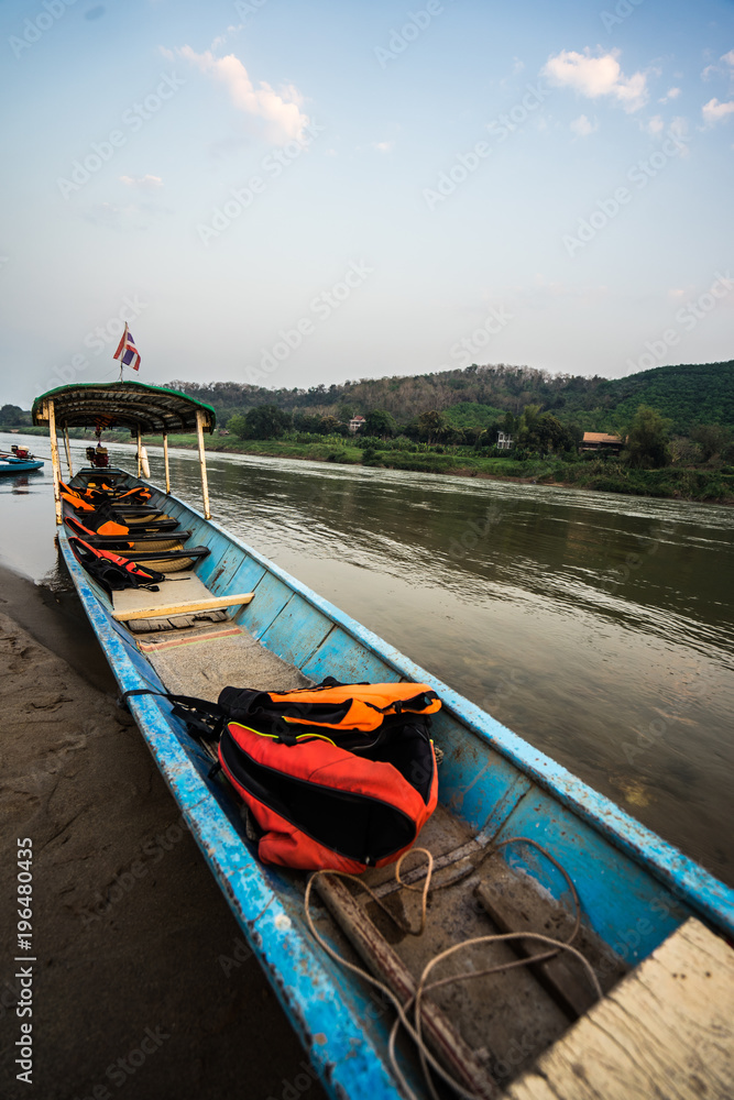 Fototapeta premium The cruise on the Mekong River by boat fishermen.