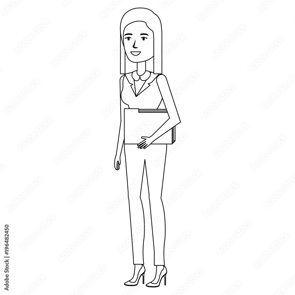 beautiful businesswoman with folder avatar character beautiful businesswoman with folder avatar character