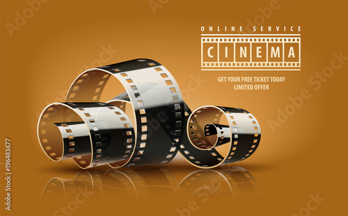 Movie film reel. Cinematography concept for online cinema.