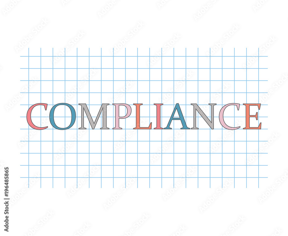 compliance word on checkered paper sheet- vector illustration