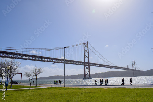 De Ponte 25 de Abril bridge in lisbon, portugal