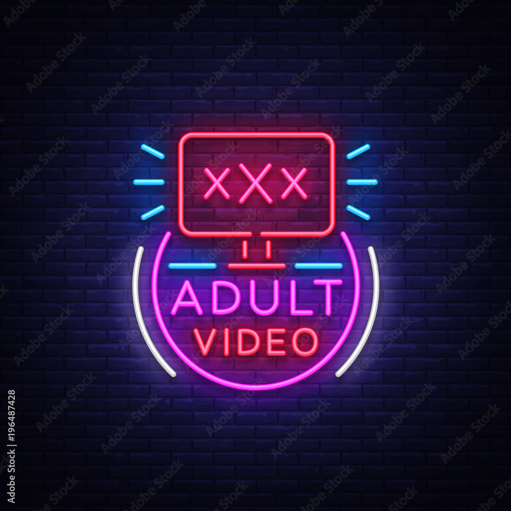 Adult video neon sign. Design template, neon logo xxx video, sex industry,  light banner, night bright light advertisement. Vector illustration Stock  Vector | Adobe Stock