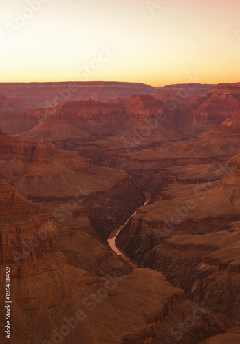 Sunset over grand Canyon National Park in Arizona, USA. 