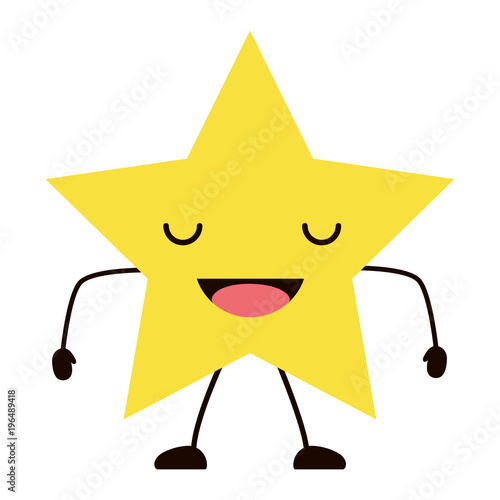 kawaii excited star icon over white background, colorful design. vector illustration