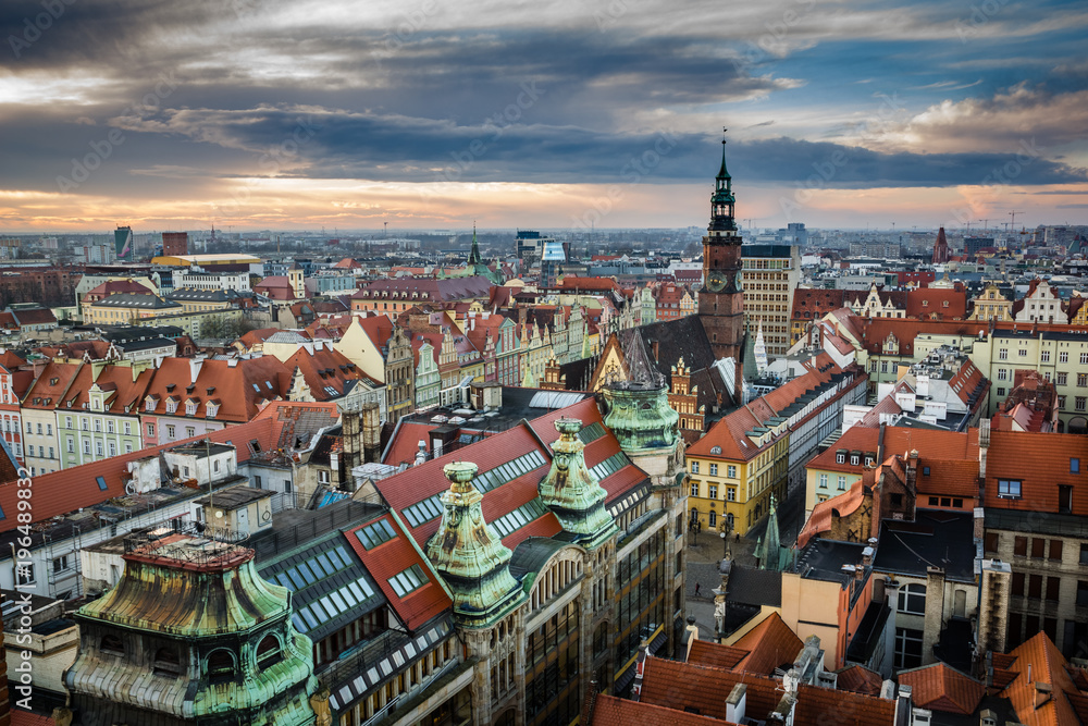 Panorama of the old town in Wroclaw, Silesia, Poland