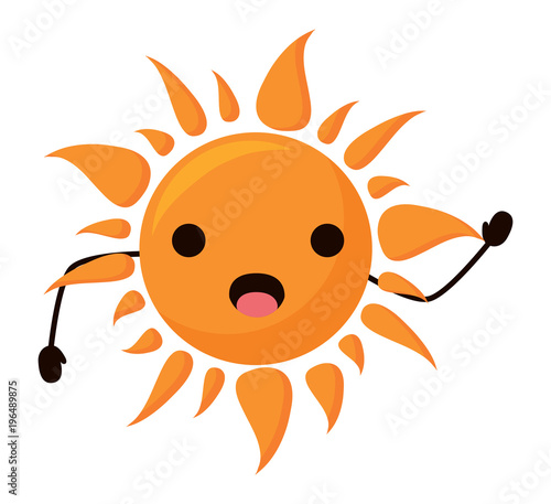 kawaii surprised sun icon over white background, colorful design. vector illustration