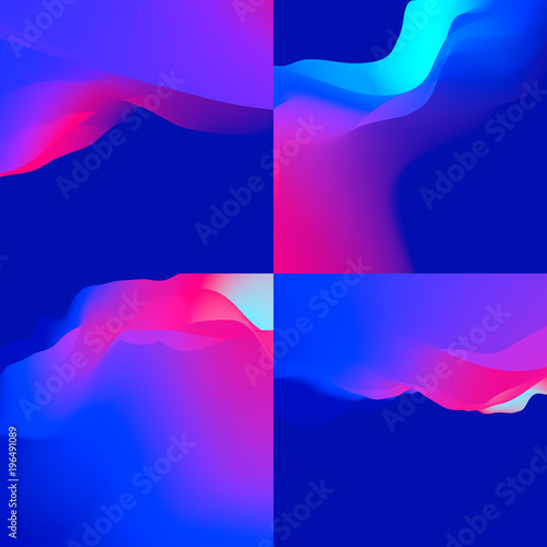 4 Abstract Backgrounds set. Vibrant ulrta violet gradient.