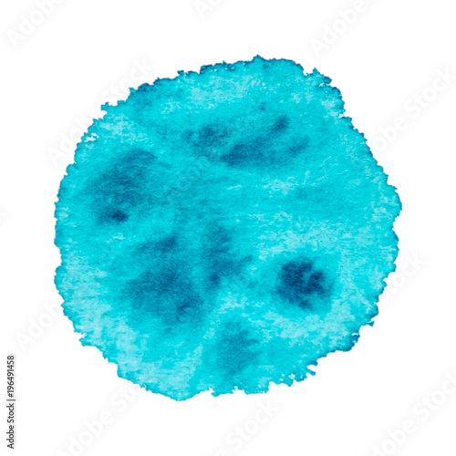 watercolor turquoise circle, stain