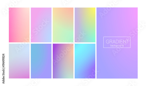 Modern gradient set with vertical abstract backgrounds. Colorful fluid covers for calendar, brochure, invitation, cards. Trendy soft color. Template with modern gradient set for screens and mobile app