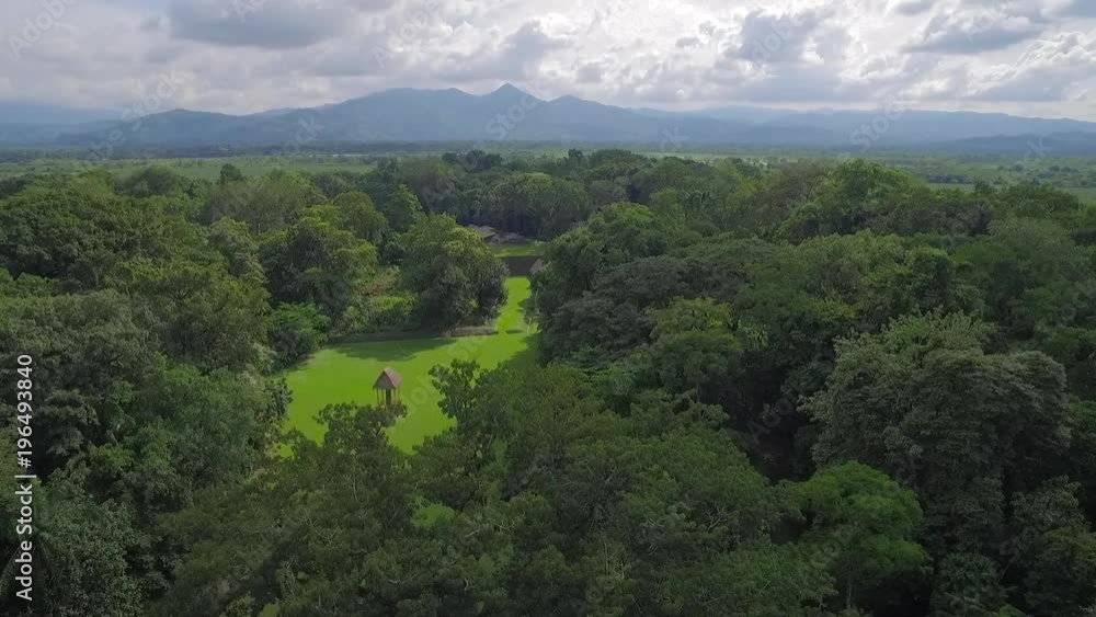 Great aerial shot over the Tikal pyramids in Guatemala. Great aerial shot over the Tikal pyramids in Guatemala.