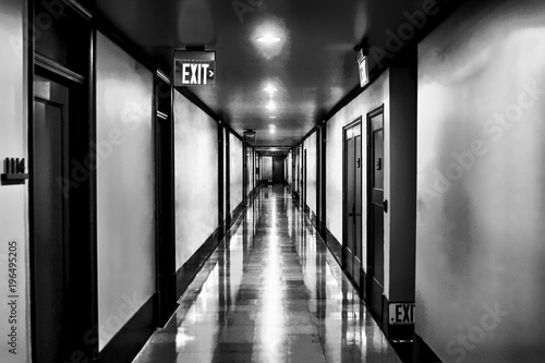 Office Hallway in Black in White