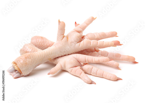 Chicken feet on white background