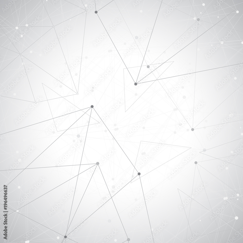Grey graphic background dots with connections for your design, illustration