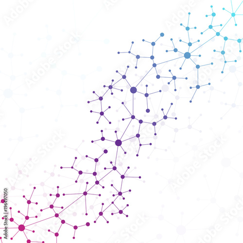 Graphic background molecule and communication. Colorful dots with connections for your design, illustration