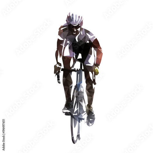 Road cycling. Bicycle racing polygonal vector illustration