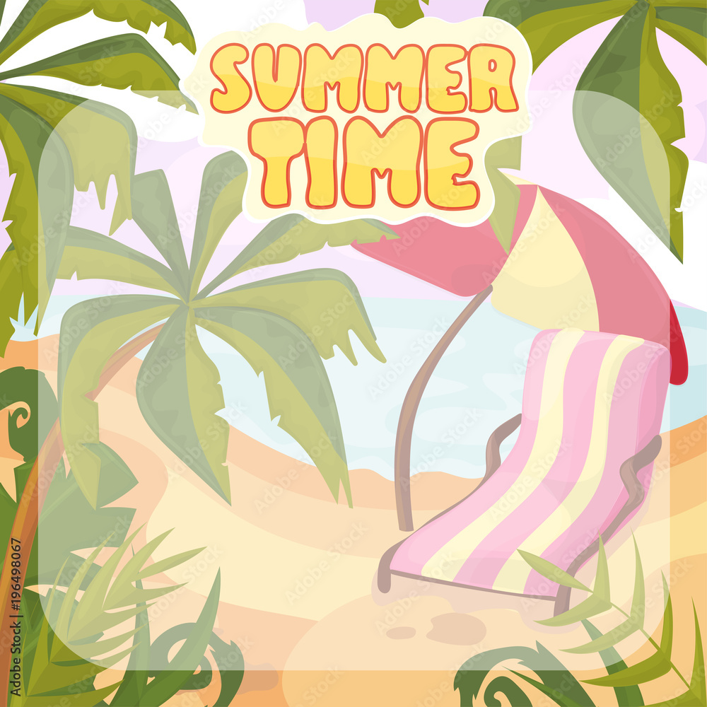 Obraz premium Summer time background banner design template and season elements beach