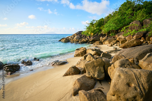 Anse major beach with beautiful ligth of sun, Mahe, Seychelles