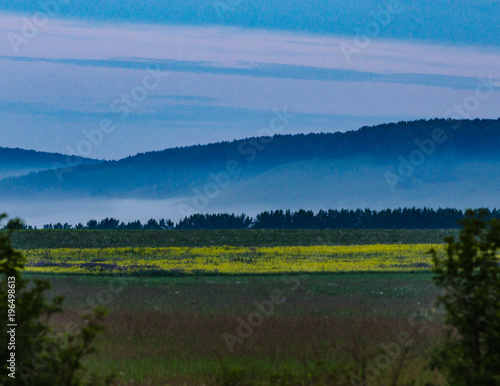 Fototapeta Naklejka Na Ścianę i Meble -  Foggy morning, paint landscapes, Ural, Russia