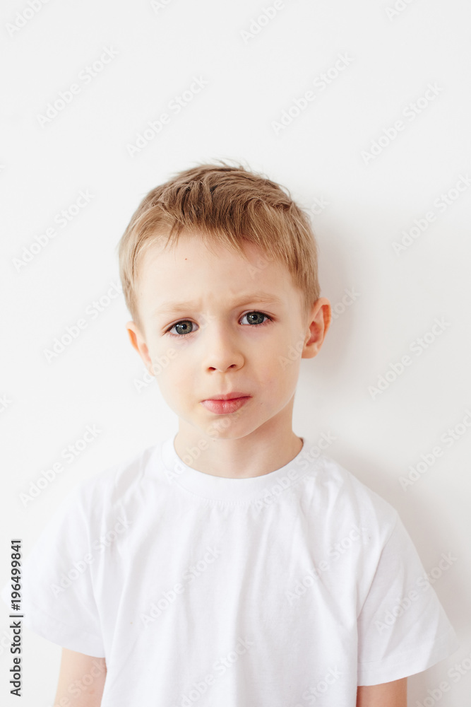 Portrait of little boy on white background Portrait of little boy on white background