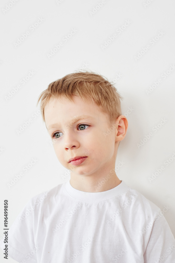 Portrait of little boy on white background Portrait of little boy on white background