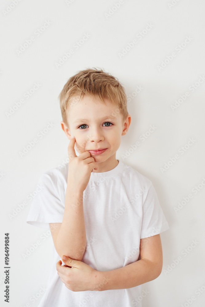 Portrait of little boy on white background Portrait of little boy on white background