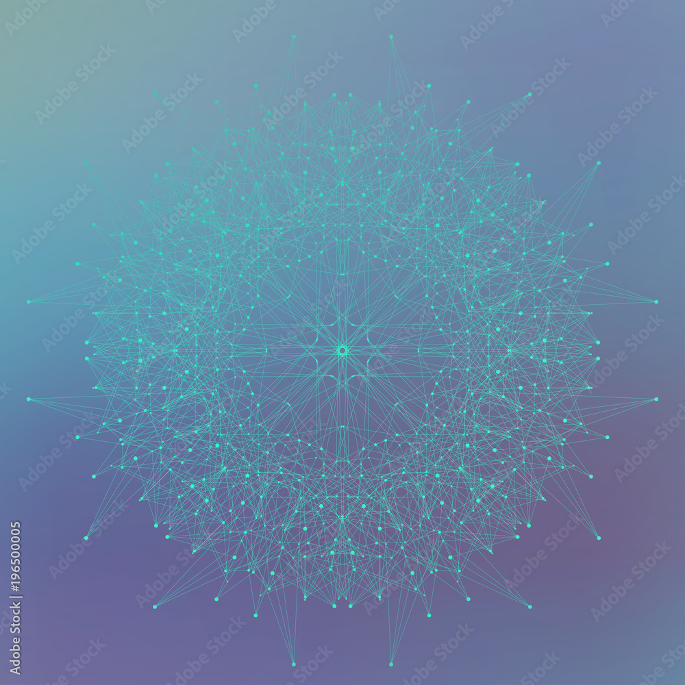 Geometric abstract form with connected lines and dots. Modern illustration Geometric abstract form with connected lines and dots. Modern illustration