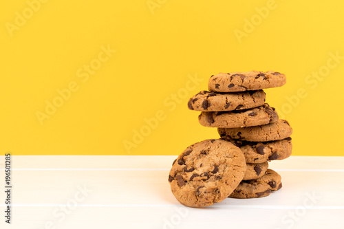 american cookies with copy space and yellow background