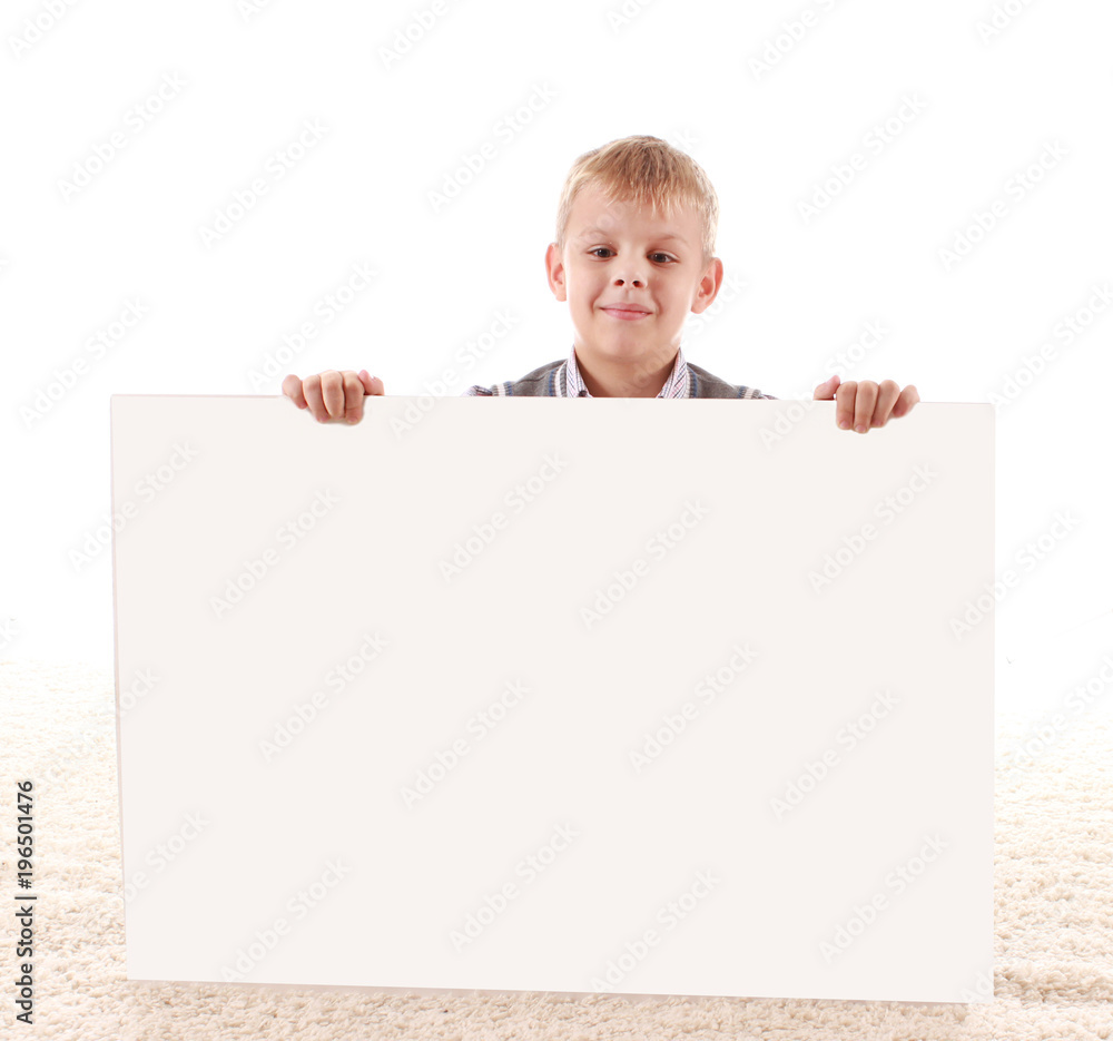 Teenage boy and banner with space for text Teenage boy and banner with space for text