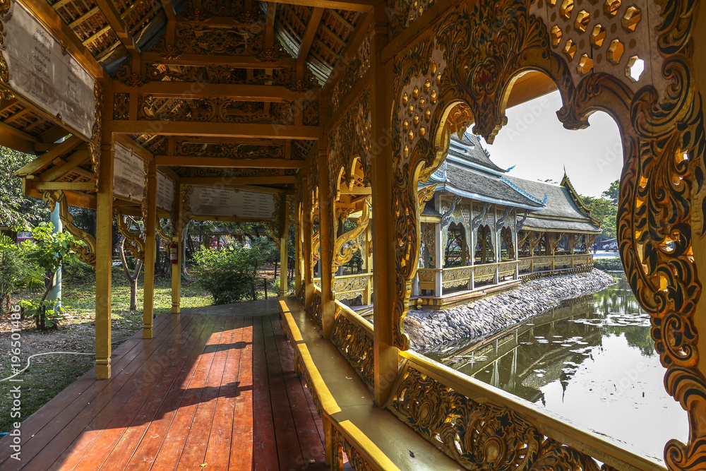 Walkway in temple, ancient city near Bangkok