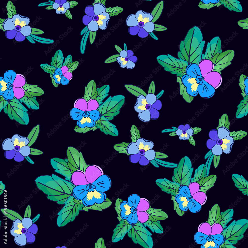 Cute Pansies on black backgroun Cute Pansies on black backgroun