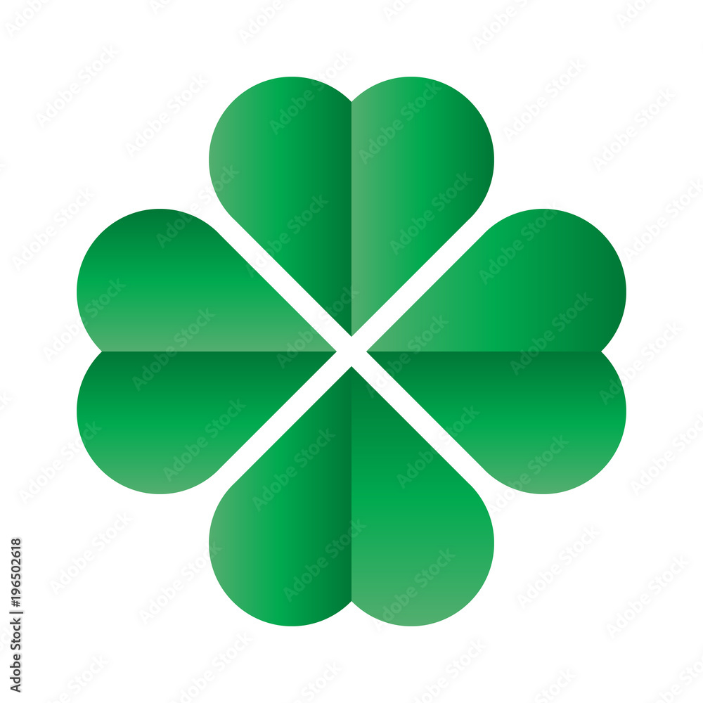 Shamrock - green four leaf clover icon. Good luck theme design element. Simple geometrical shape vector illustration. Shamrock - green four leaf clover icon. Good luck theme design element. Simple geometrical shape vector illustration.