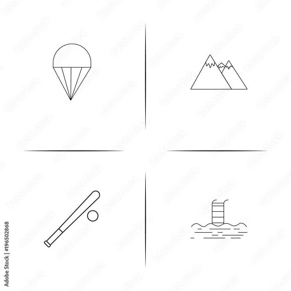 Sport Fitness And Recreation simple linear icon set.Simple outline icons