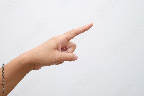 hand pointing on object with forefinger