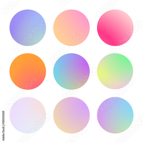 Modern gradient set with round abstract backgrounds. Colorful fluid cover for poster  banner  flyer and presentation. Trendy soft color. Template with modern gradient set for screens and mobile app