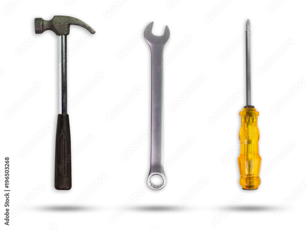 Set of Craftsman tool on isolate white background with clipping path. Set of Craftsman tool on isolate white background with clipping path.
