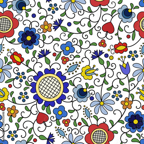 Traditional, modern Polish - Kashubian floral folk pattern vector photo