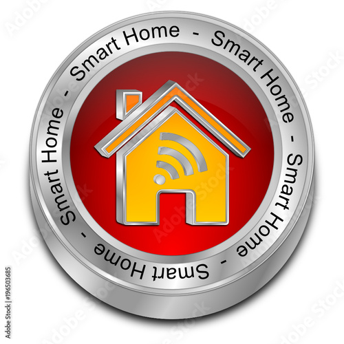 Smart Home Button - 3D illustration