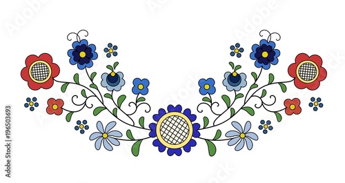 Traditional, modern Polish - Kashubian floral folk decoration vector