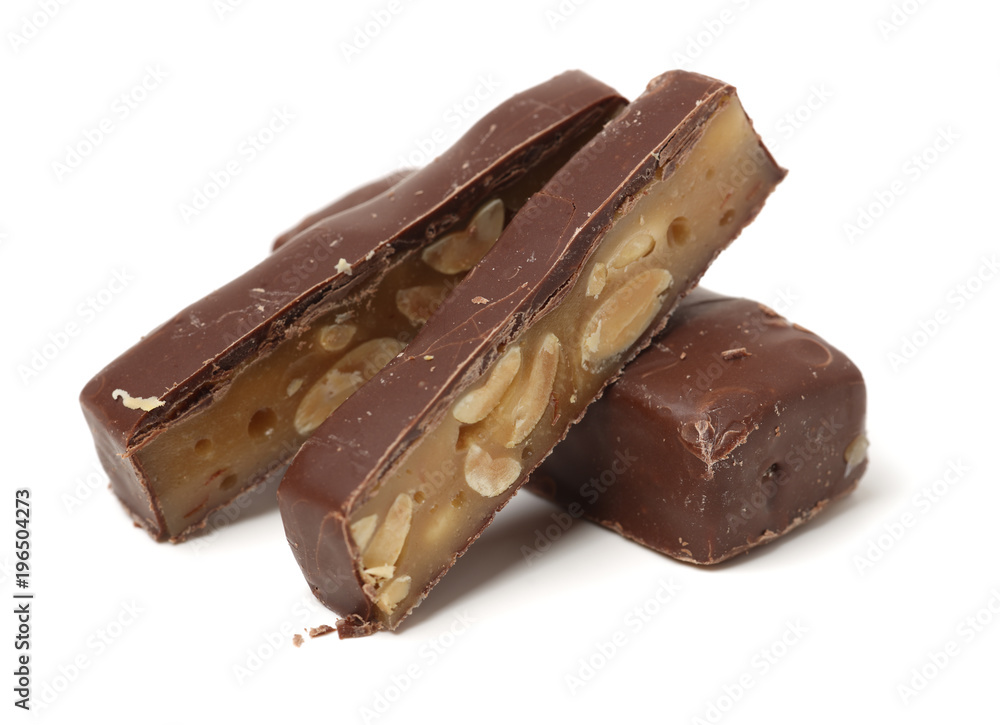 Chocolate peanut candy on white background Chocolate peanut candy on white background