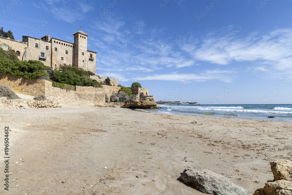 Castle of Tamarit, mediterranean beach, province Tarragona, Costa Daurada, Catalonia. Spain.
