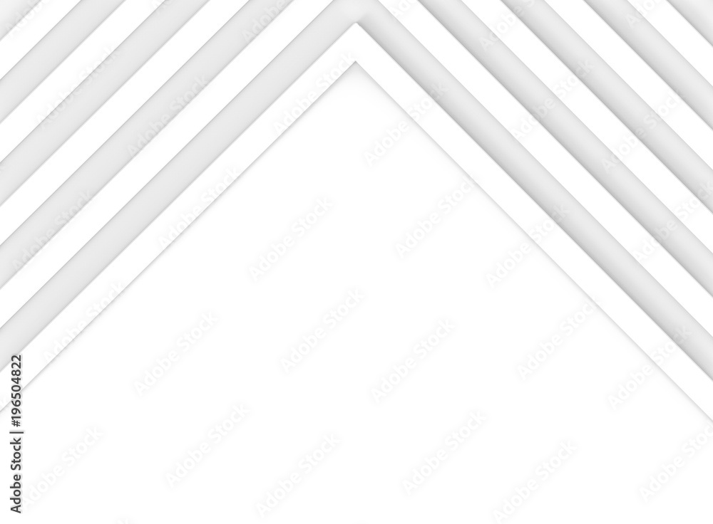 Obraz premium 3d rendering. Abstract diagonal white bars arrange in triangle facade shape on copy space background.