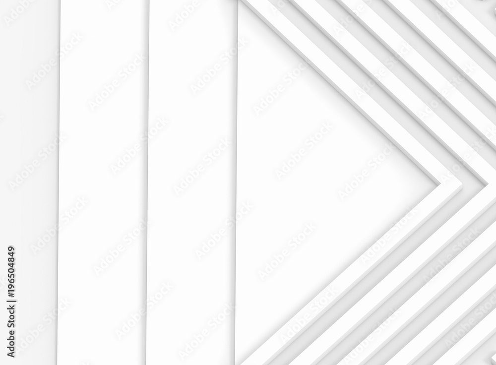Fototapeta premium 3d rendering. Abstract White long rectangle bars row on overlay papers background.