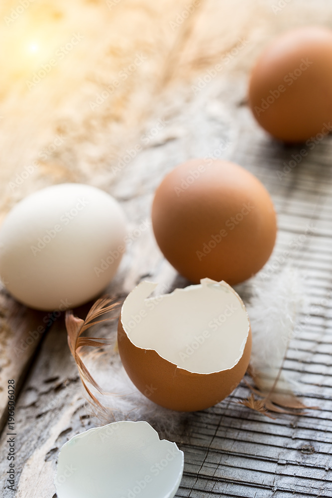 Eggs lay on wooden background. Food ingredient. Eggs lay on wooden background. Food ingredient.