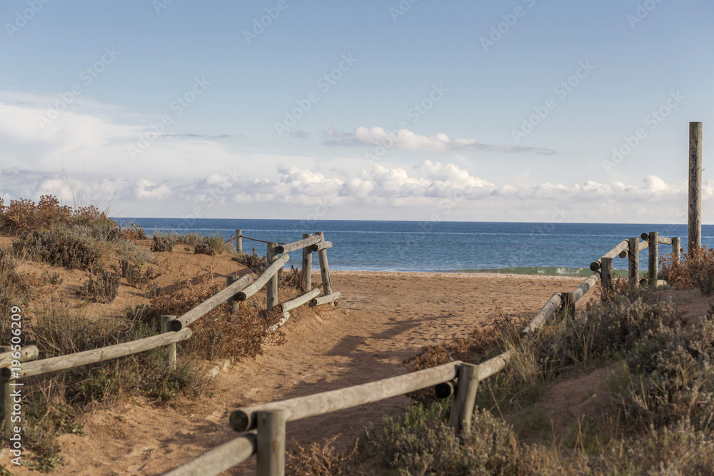 Mediterranean beach, Costa Daurada,Natural area,Catalonia,Spain.