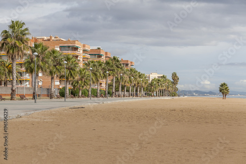 Mediterranean beach in Torredembarra, Costa Daurada,province Tarragona,Catalonia,Spain.