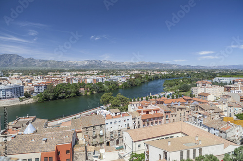  City view of Tortosa and Ebro river, province Tarragona,Catalonia. Spain.