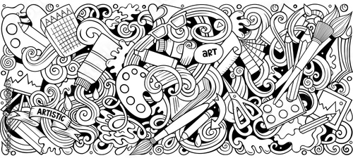 Cartoon vector doodles Art and Design horizontal stripe illustration