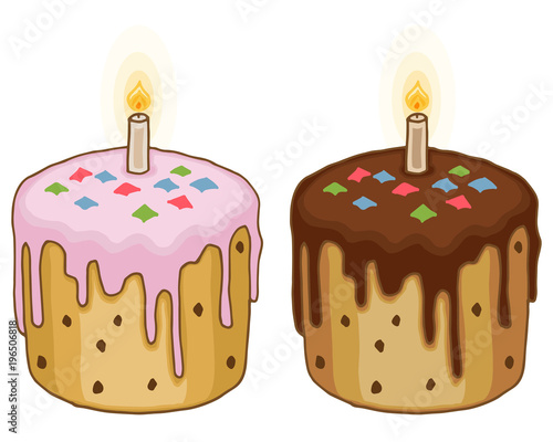 vector easter cake with a candle. isolated eps 10